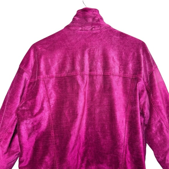 Free People Velvet Fuchsia Women’s Trucker Zip Up Jacket Sz M/L - Picture 11 of 14